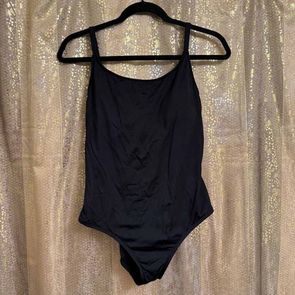 Kona Sol Black Tie Front Or Back One Piece Swimsuit Large